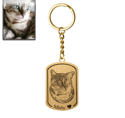 Silhouet kat medaillon sleutelhanger